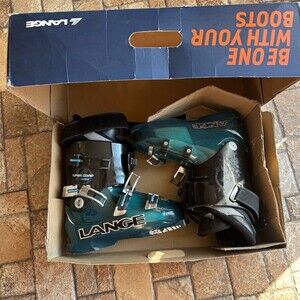 Lange Super Comp Alpine Ski Boots Unisex Mondo 27.5 Black 4 Buckle Box